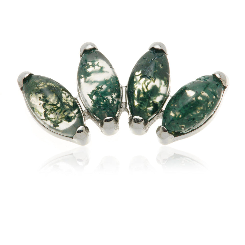 Ti Threadless Moss Agate Marquise Gem Cluster Attachment