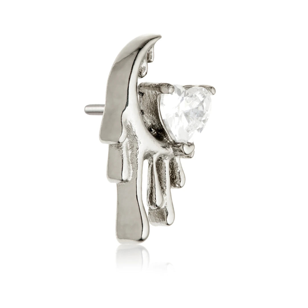 Ti Threadless Molten Moon With Heart Attachment