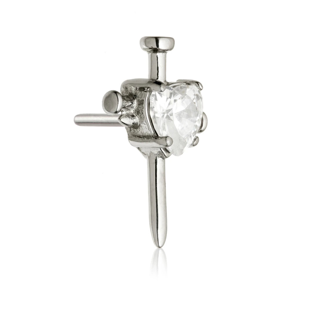Ti Threadless Jewelled Heart With Nail Cross Attachment