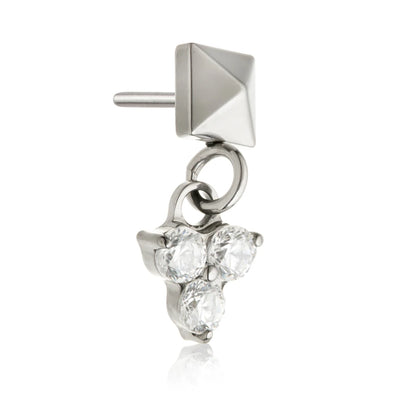 Ti Threadless Square With Hanging Trinity Charm