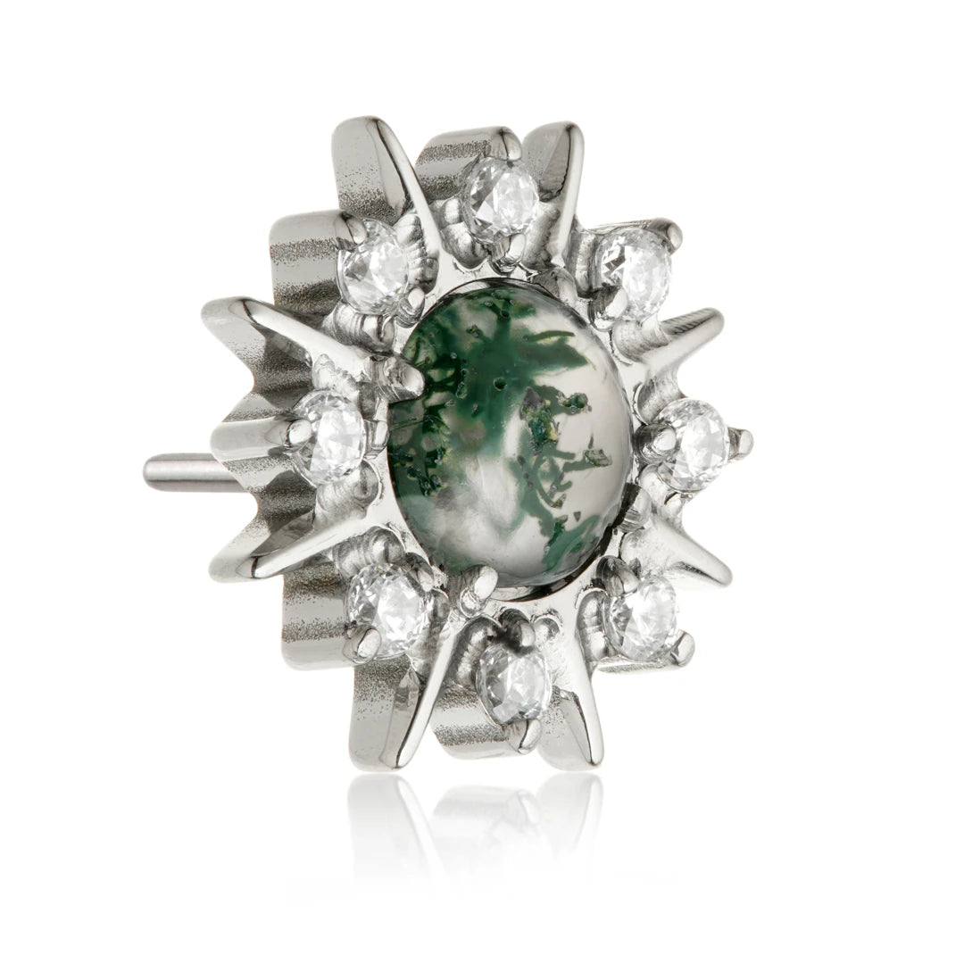 Ti Threadless Moss Agate Gem Cluster Attachment
