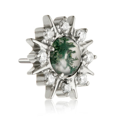 Ti Threadless Moss Agate Gem Cluster Attachment