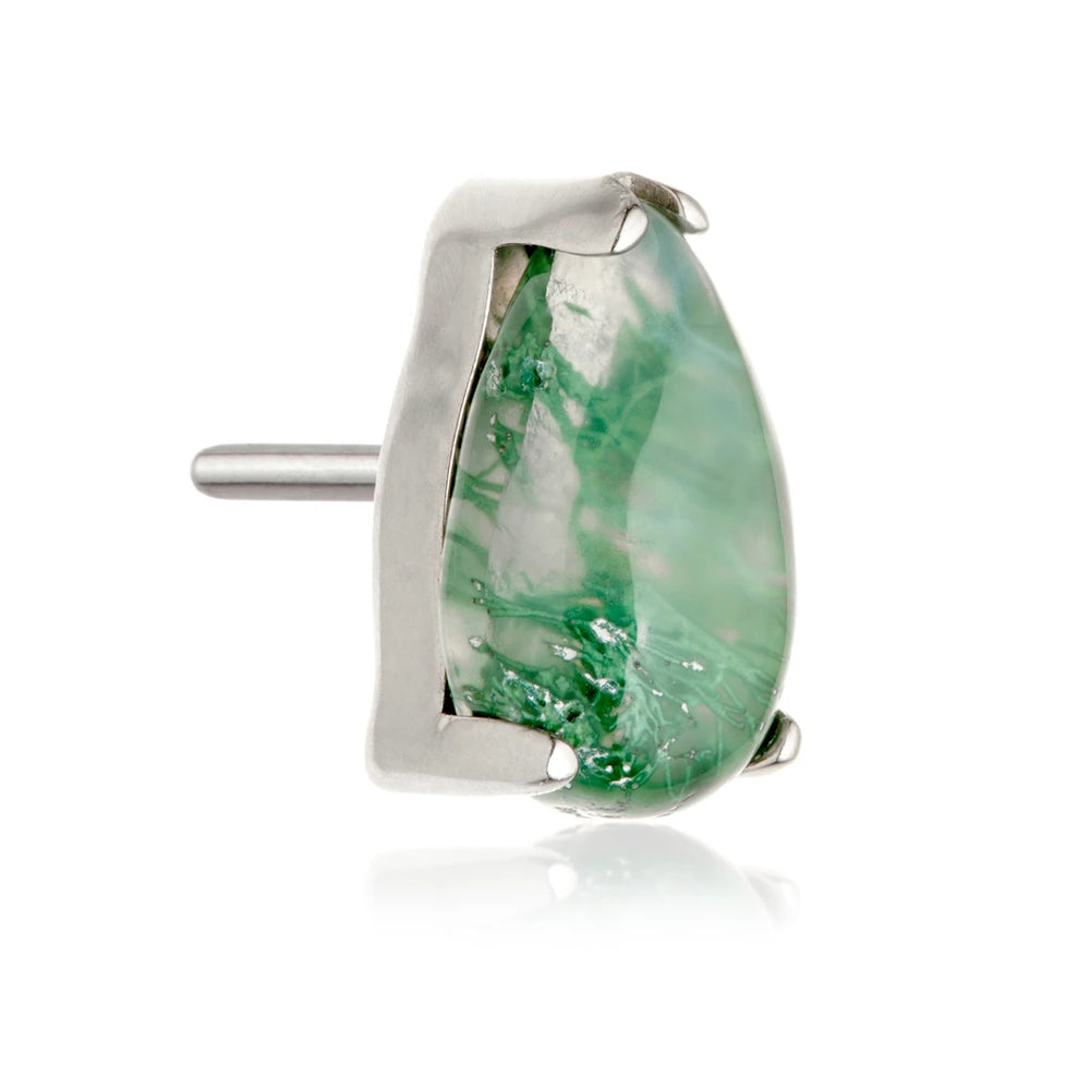 Ti Threadless Moss Agate Teardrop Attachment