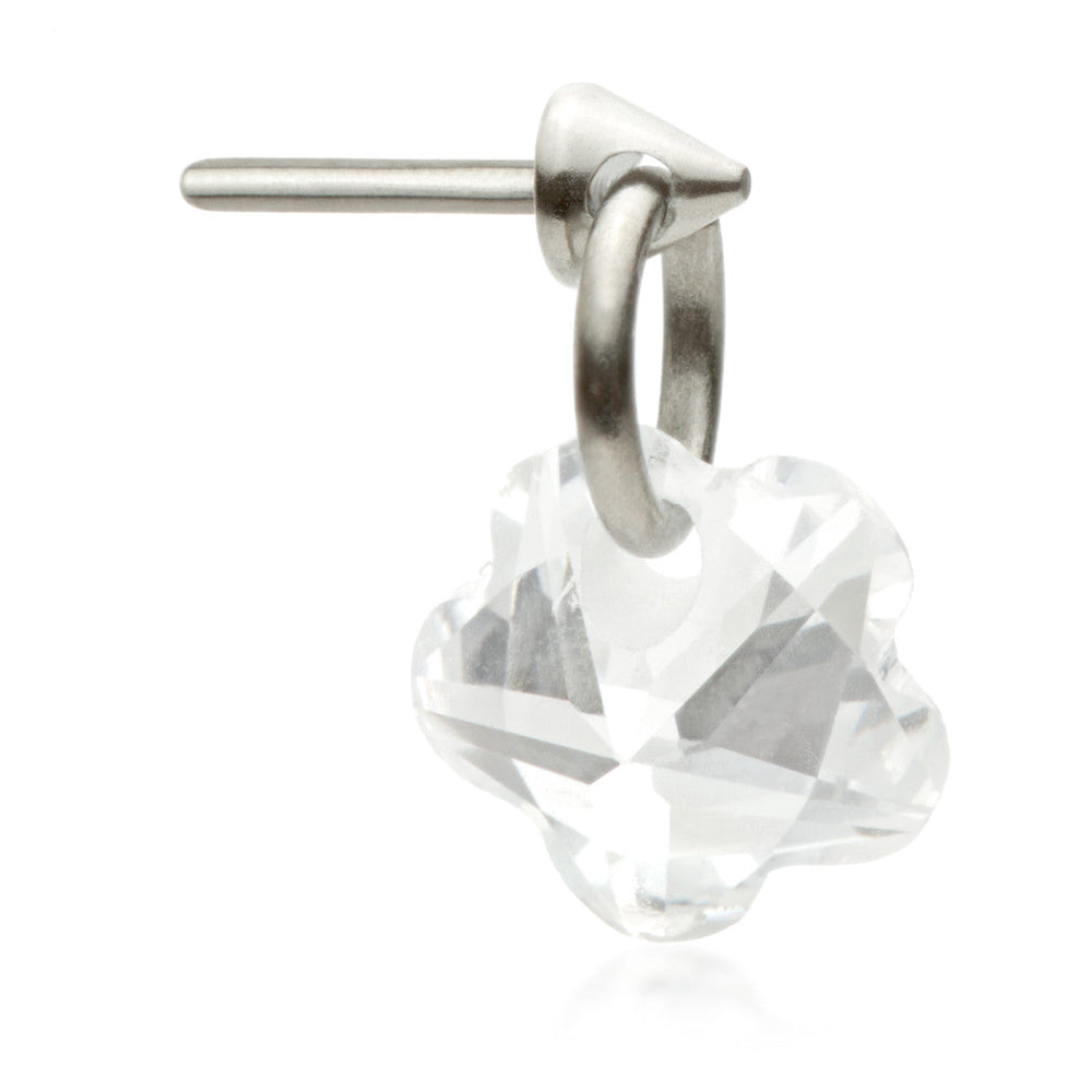 Ti Threadless Attachment with Flower Shaped Gem Charm