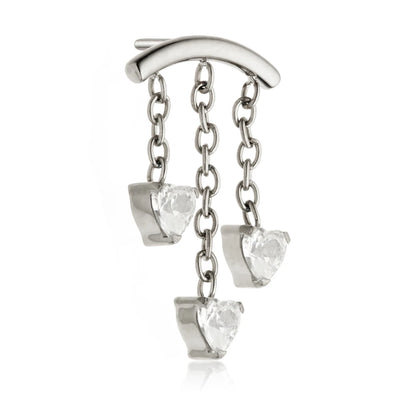 Ti Threadless Triple Hanging Gem Heart Attachment