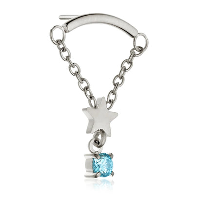 Ti Threadless Hanging Chain With Star and Gem Attachment