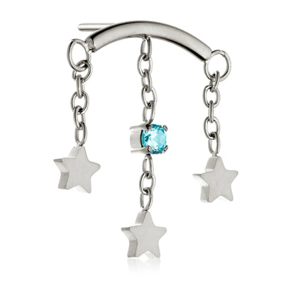 Ti Threadless Hanging Chain With Multi Star and Gem Attachment