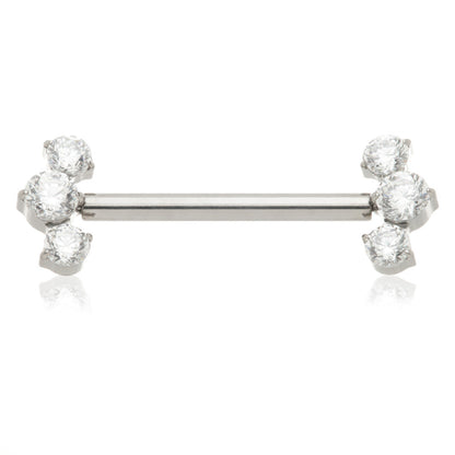 TiC Threadless Titanium 3 Gem Nipple Bar