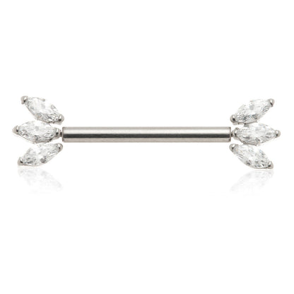 TiC Threadless Titanium Triple Marquise Nipple Bar