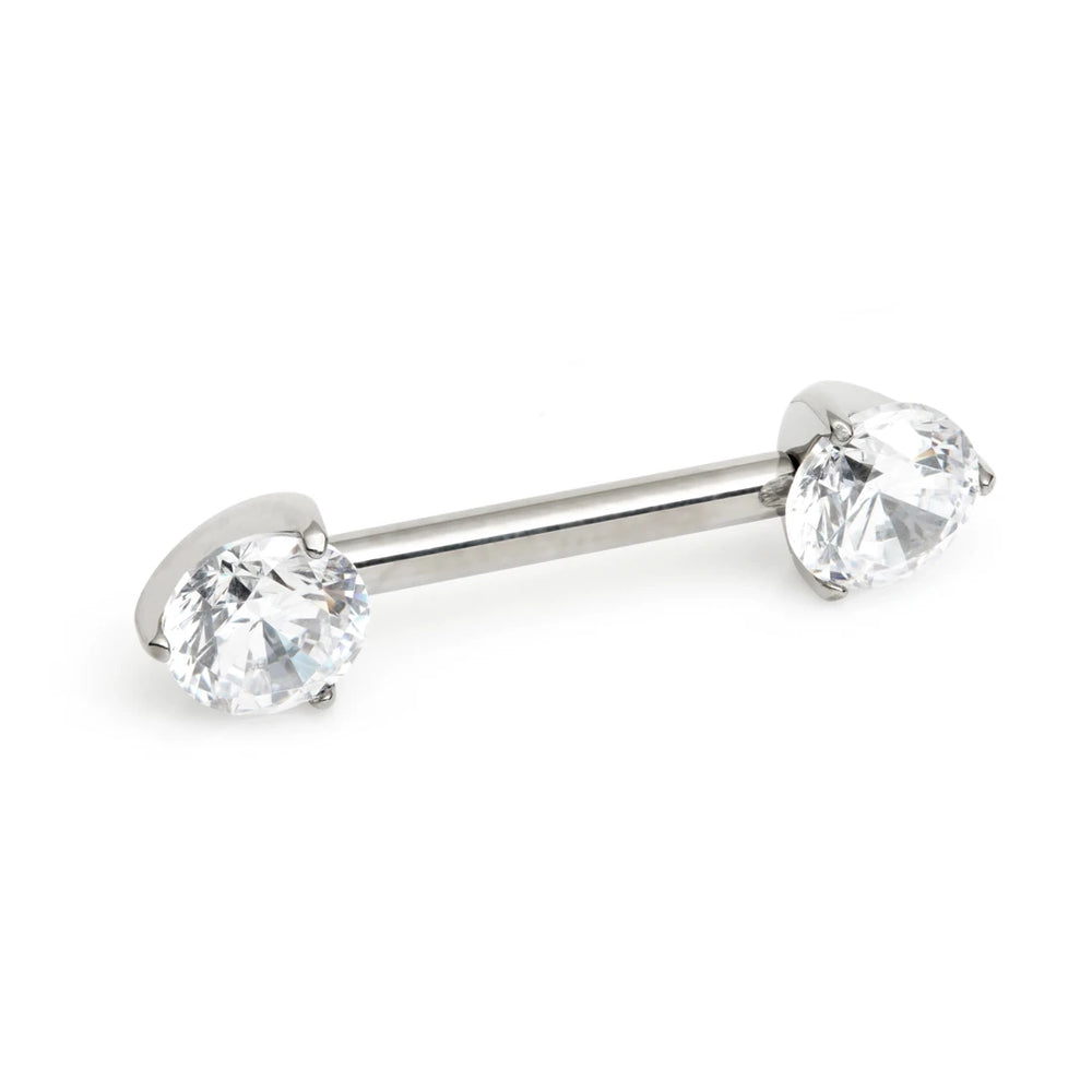 Ti Threadless Forward Facing Prong Set Gem Barbell