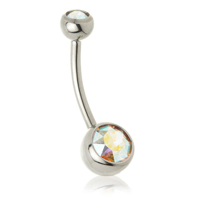 Perryman Titanium Internal Double Jewelled Navel Bar With 0.9mm Thread - UK Made