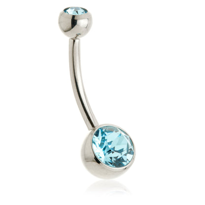 Perryman Titanium Internal Double Jewelled Navel Bar With 0.9mm Thread - UK Made