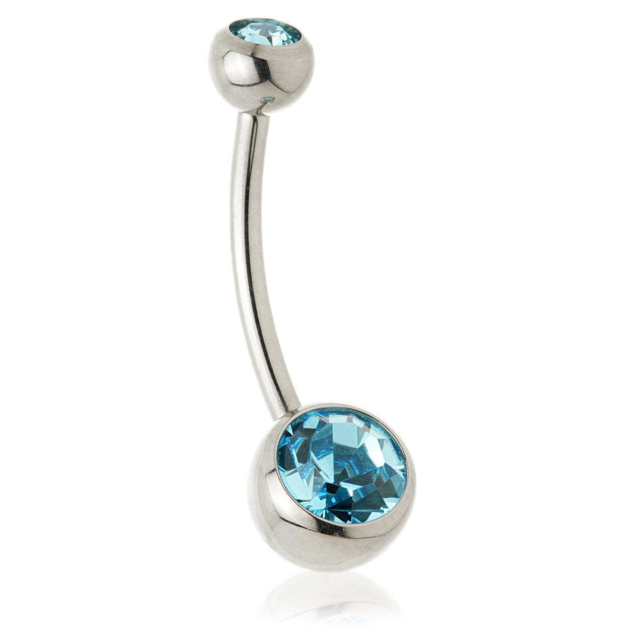 Perryman Titanium Internal Double Jewelled Navel Bar With 0.9mm Thread - UK Made