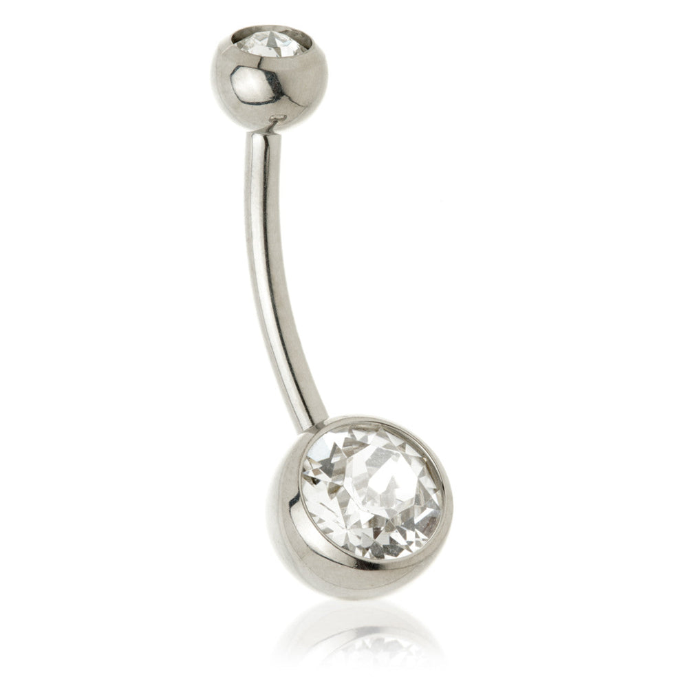 Perryman Titanium Internal Double Jewelled Navel Bar With 0.9mm Thread - UK Made