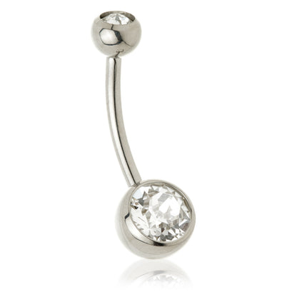 Perryman Titanium Internal Double Jewelled Navel Bar With 0.9mm Thread - UK Made