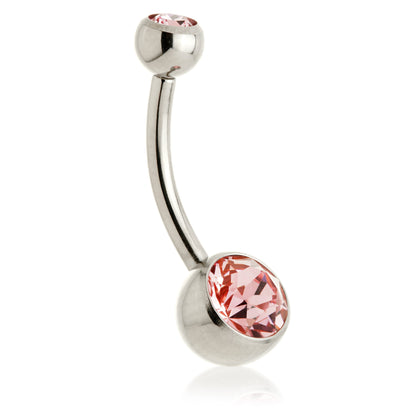 Perryman Titanium Internal Double Jewelled Navel Bar With 0.9mm Thread - UK Made