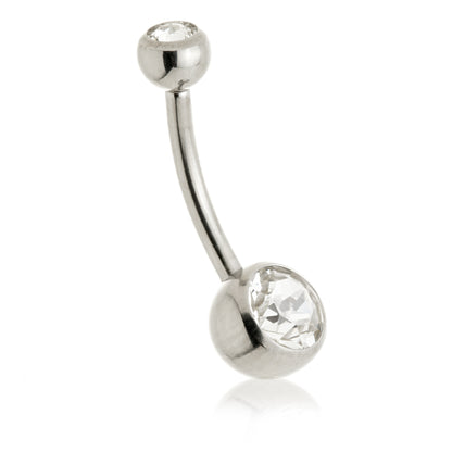 Perryman Titanium Internal Double Jewelled Navel Bar With 1.2mm Thread - UK Made