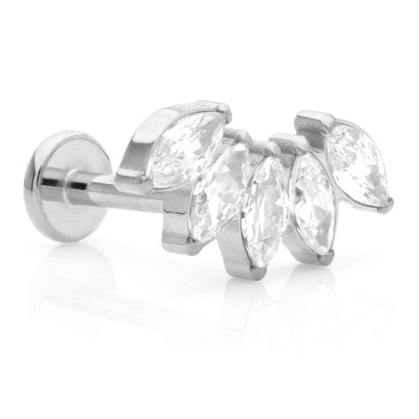 Ti Threadless Labret with Prong Jewelled Marquise Cluster Attachment