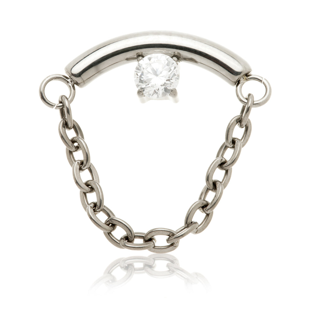 Ti Internal Prong Gem With Hanging Chain