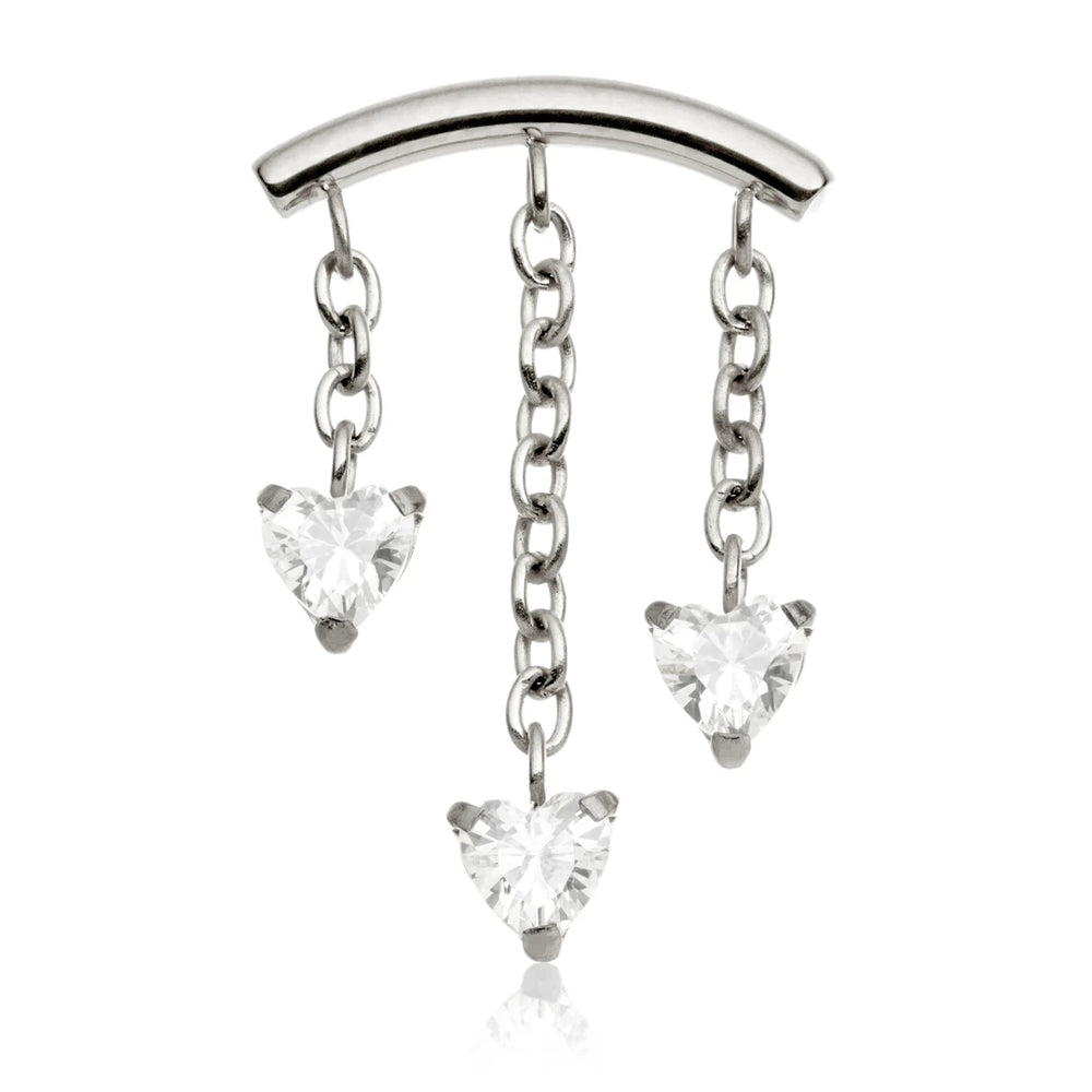 Ti Internal Triple Hanging Gem Heart Attachment