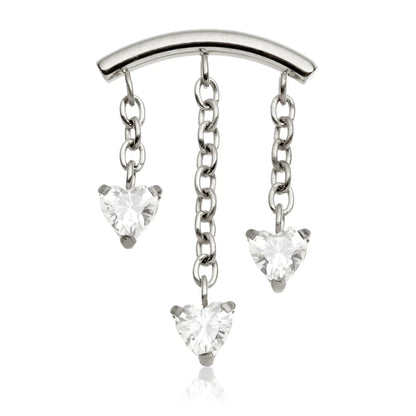 Ti Internal Triple Hanging Gem Heart Attachment