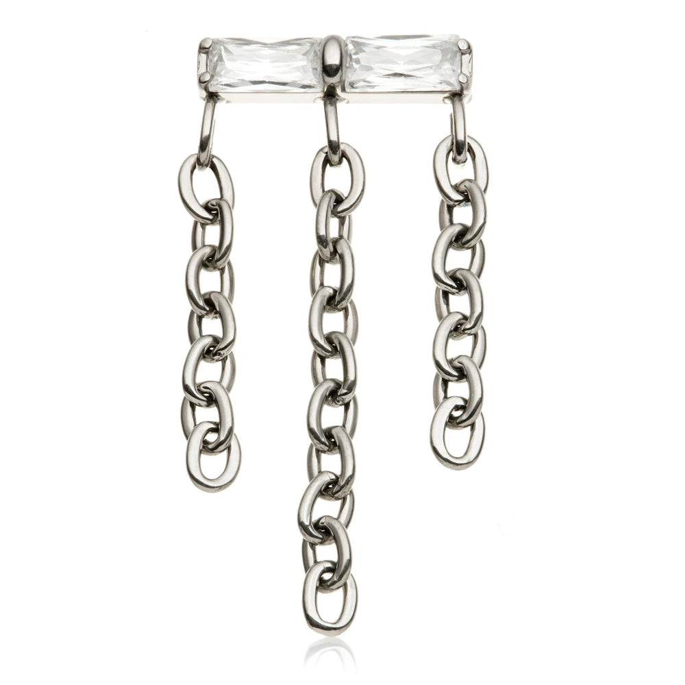 Ti Internal Double Jewelled Baguette With Hanging Chain Attachment
