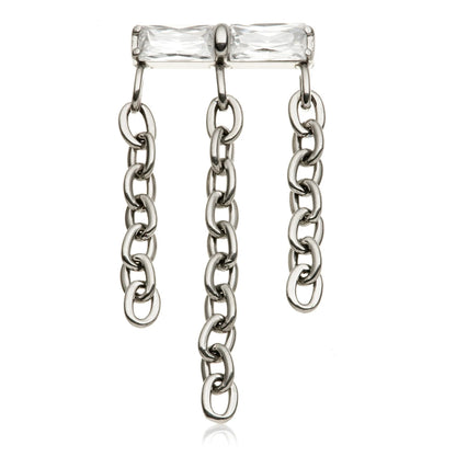Ti Internal Double Jewelled Baguette With Hanging Chain Attachment