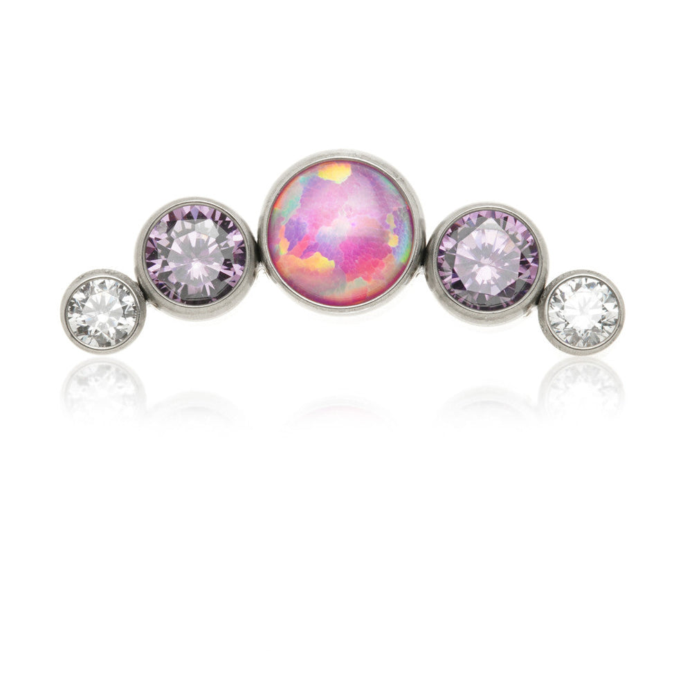 Ti Opal Middle & Lavender Gem Sides Crescent Attachment