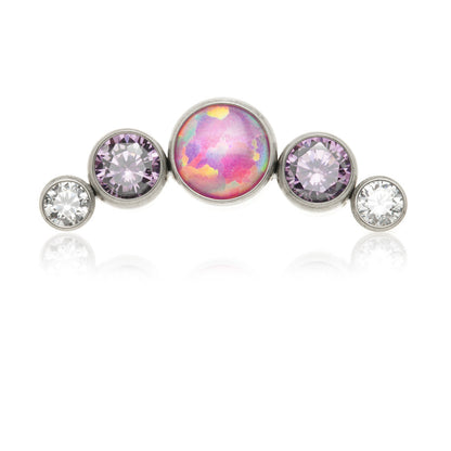 Ti Opal Middle & Lavender Gem Sides Crescent Attachment