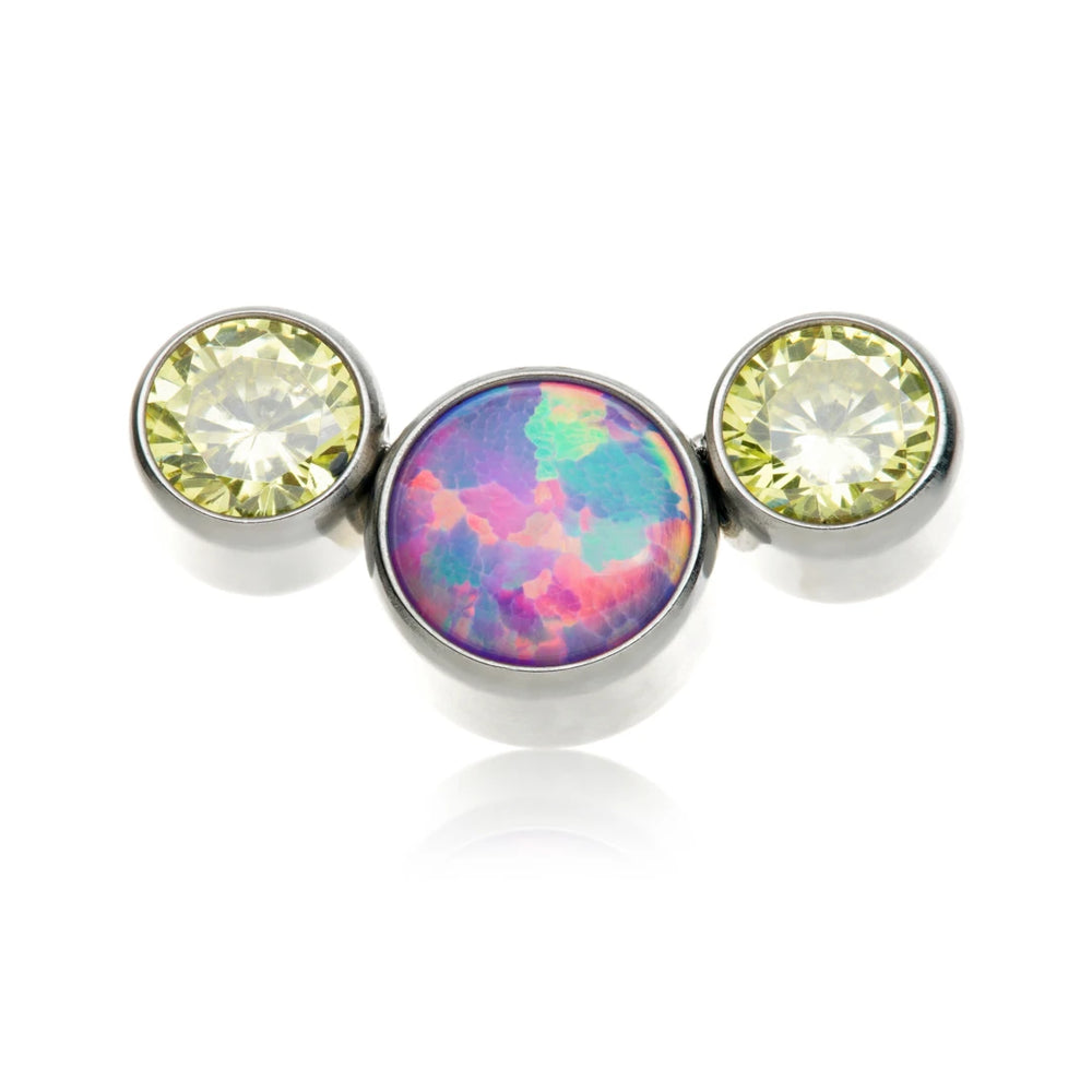 Ti Internal Opal Triple Gem Crescent - Purple