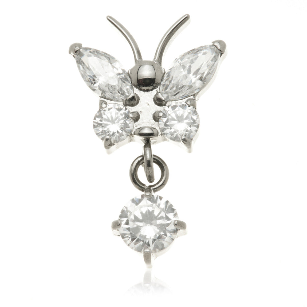 Ti Internal Butterfly With Hanging Gem Attachment