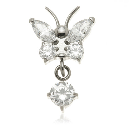 Ti Internal Butterfly With Hanging Gem Attachment