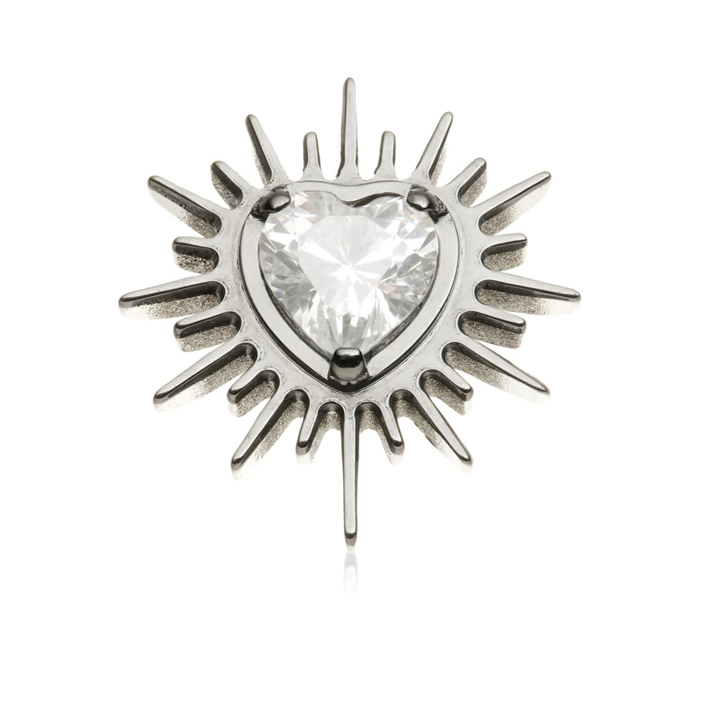 Ti Internal Jewelled Spiked Heart Attachment