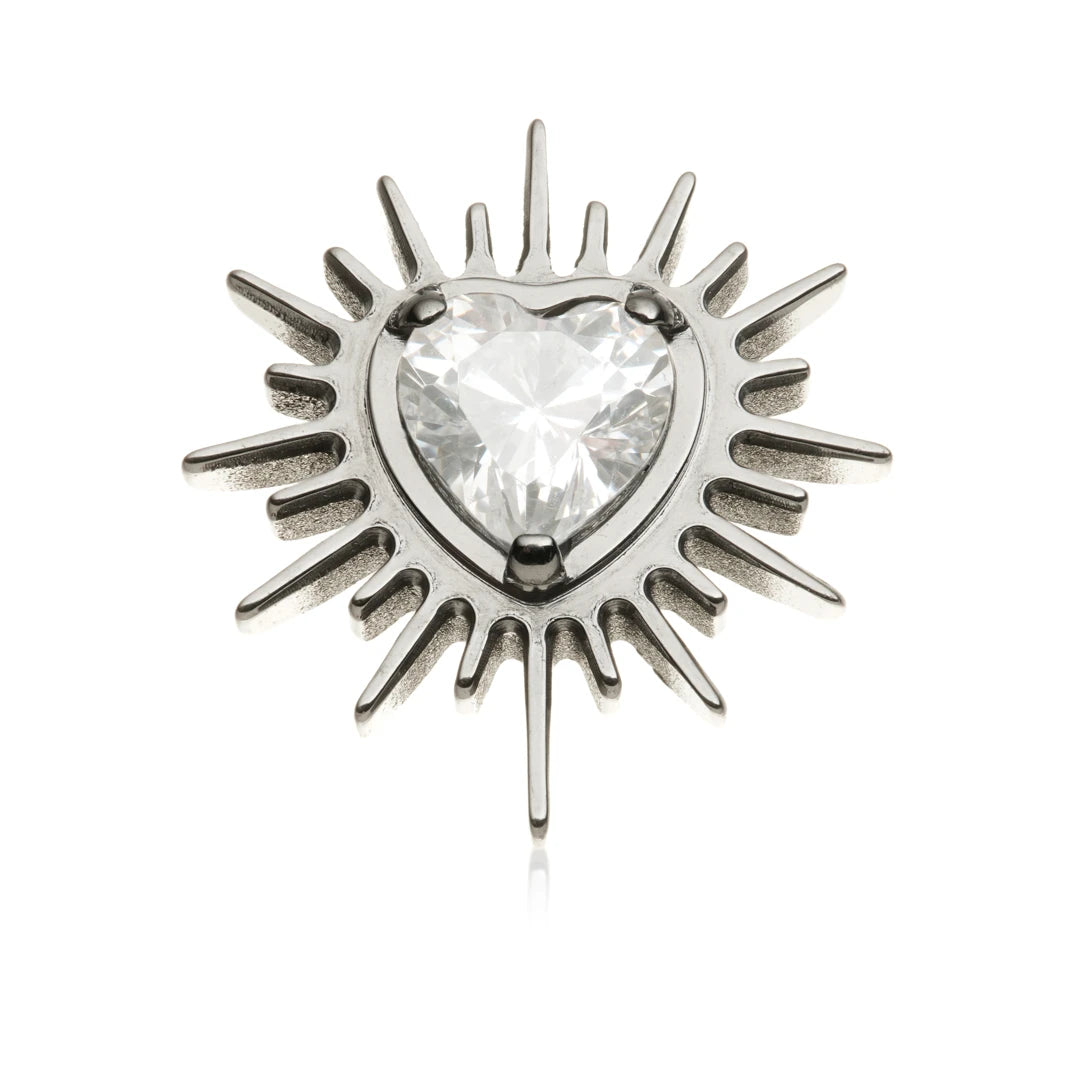 Ti Internal Jewelled Spiked Heart Attachment