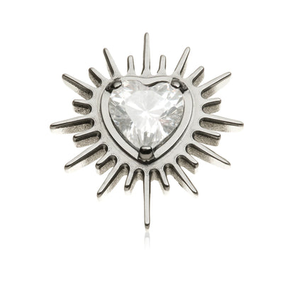 Ti Internal Jewelled Spiked Heart Attachment