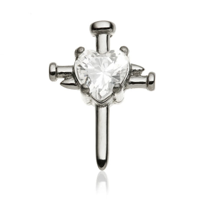 Ti Internal Jewelled Heart With Nail Cross Attachment