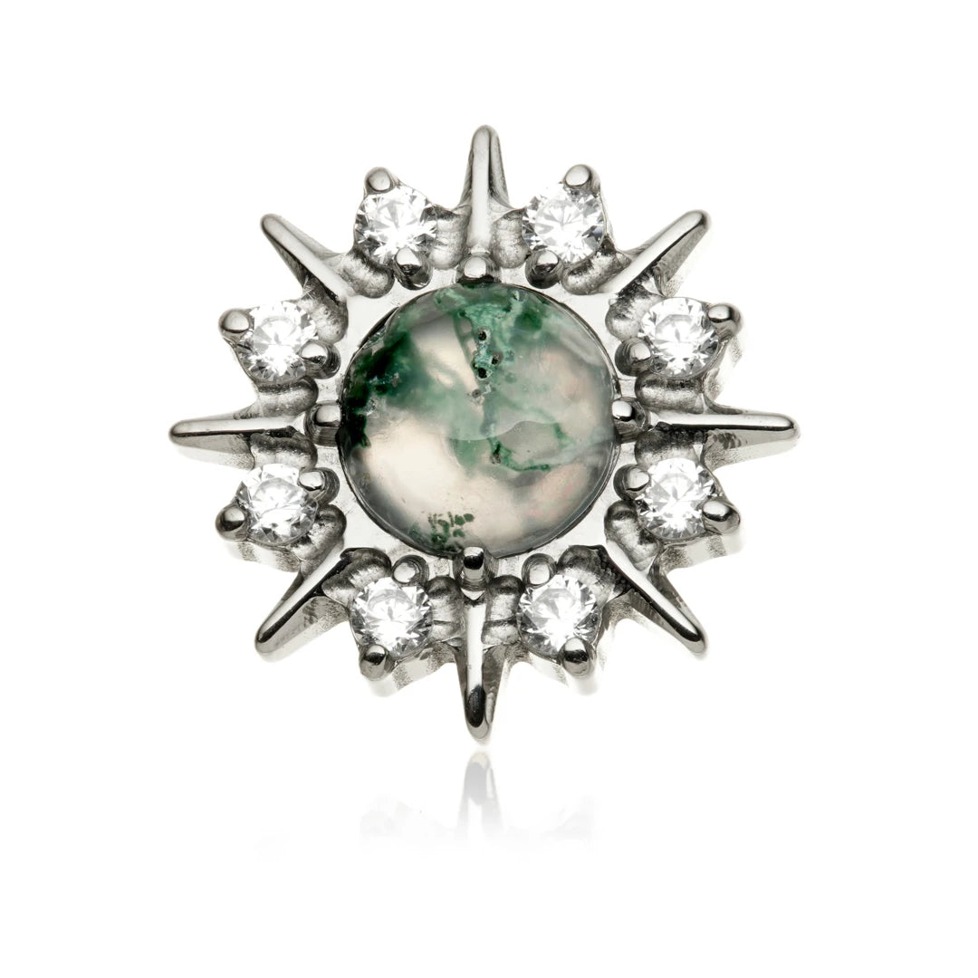 Ti Internal Moss Agate Gem Cluster Attachment