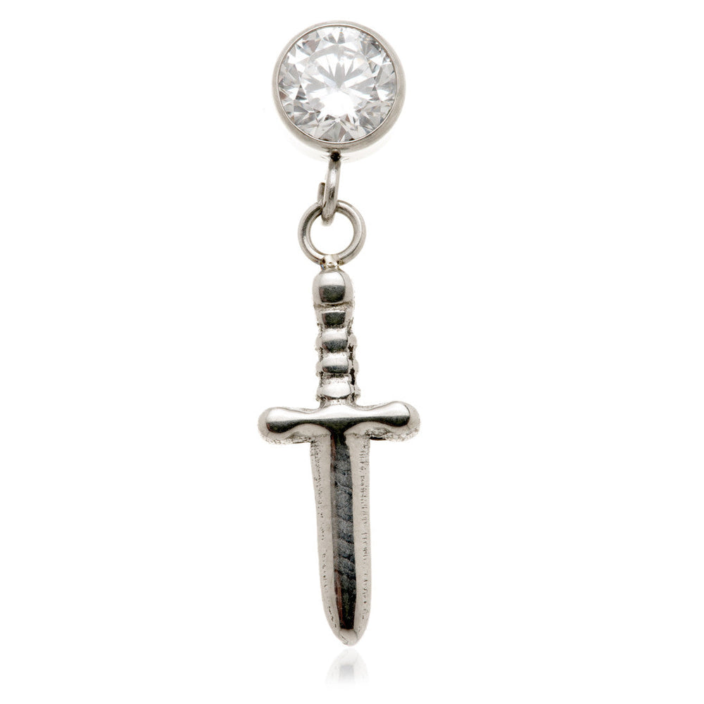 Ti Internal Gem with Hanging Sword Charm