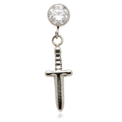 Ti Internal Gem with Hanging Sword Charm