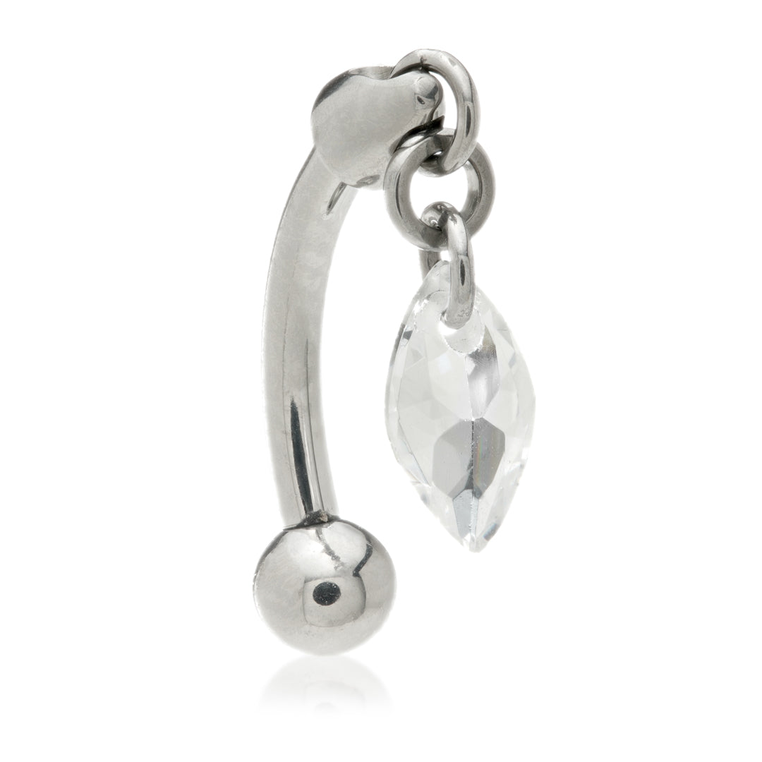Tic Reversable Rook Bar with Crystal Marquise | Wholesale Body Jewellery
