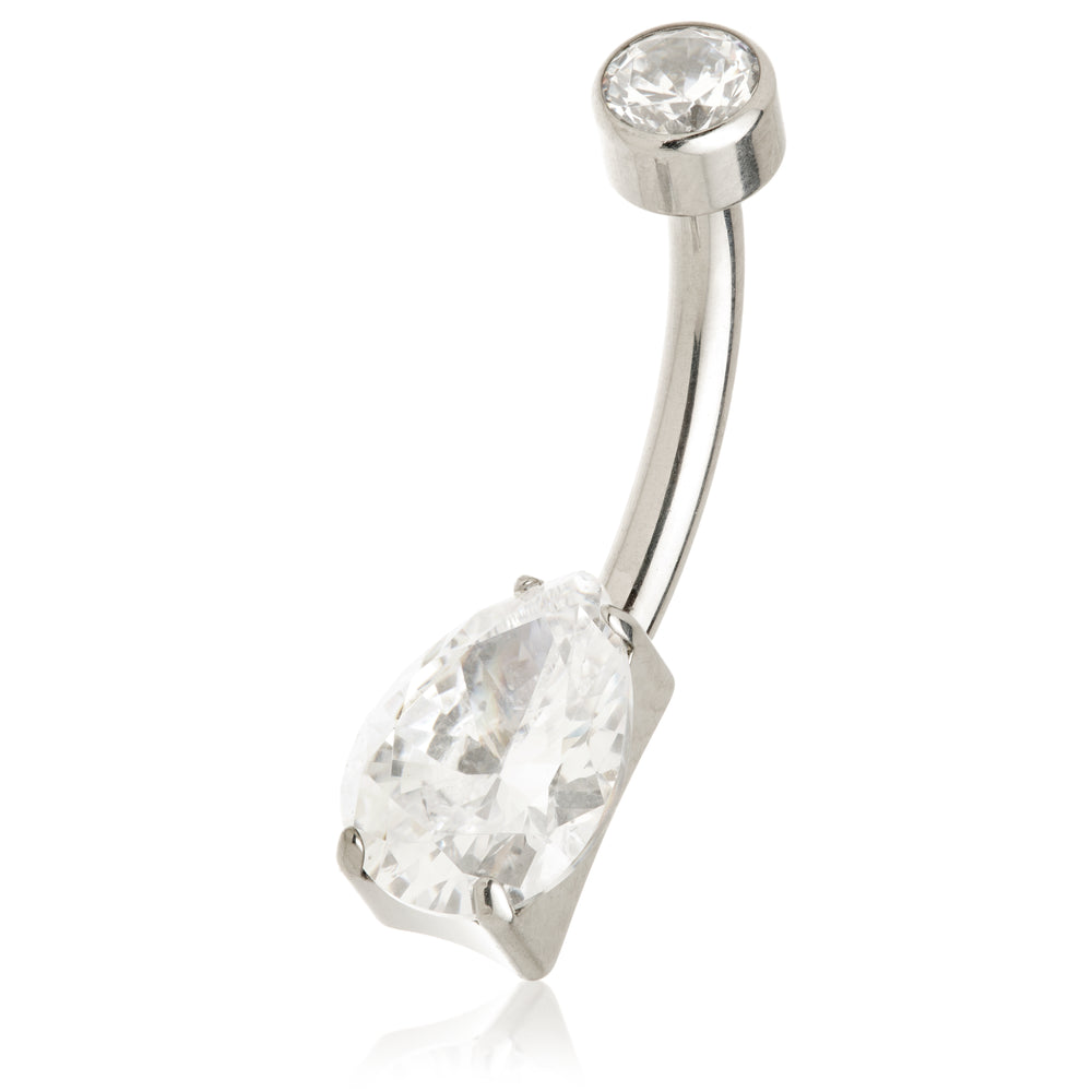 Titanium Internal Threaded Butterfly Navel Bar with Hanging Gems