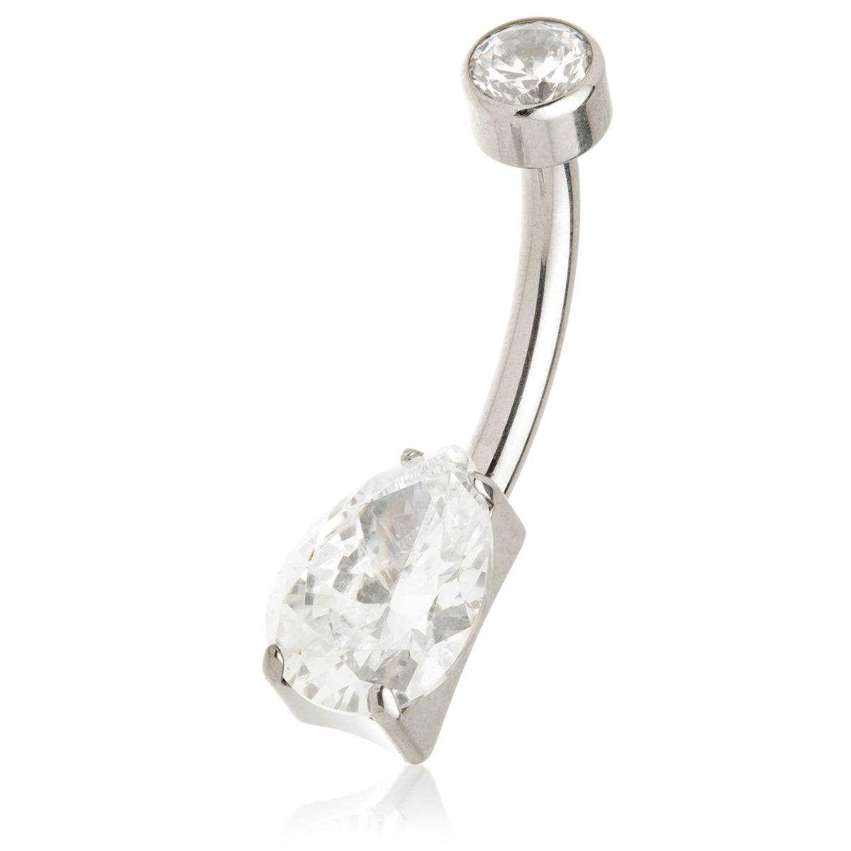 Titanium Internal Threaded Butterfly Navel Bar with Hanging Gems