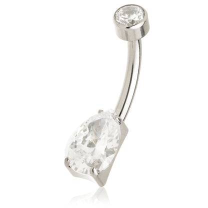 Titanium Internal Threaded Butterfly Navel Bar with Hanging Gems