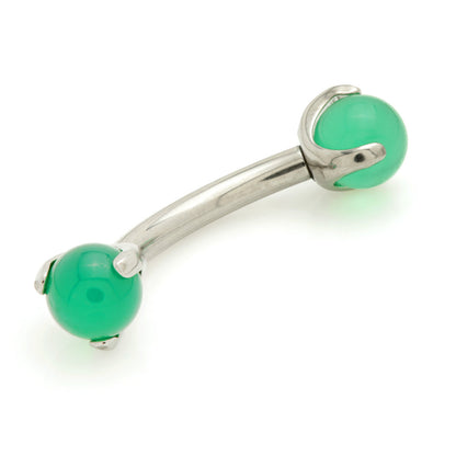 Ti Internal Banana Bar with Double Gemtone Prong
