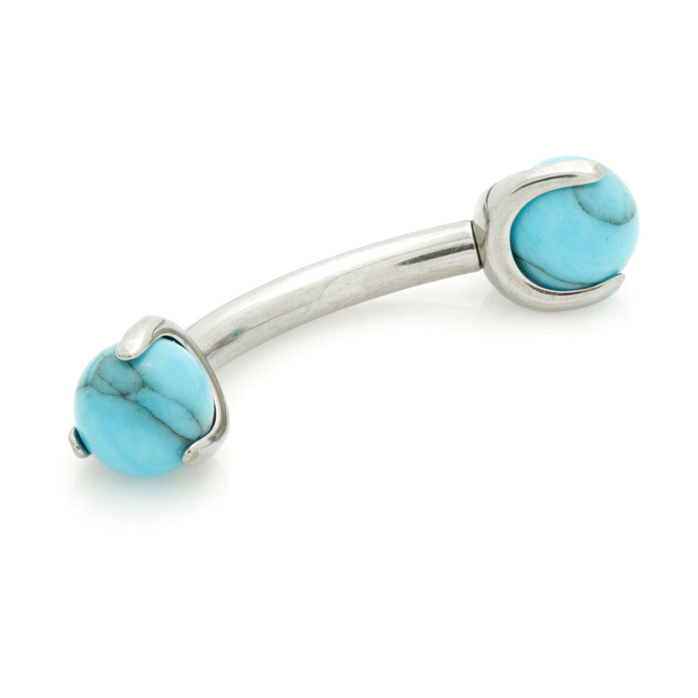 Ti Internal Banana Bar with Double Gemtone Prong