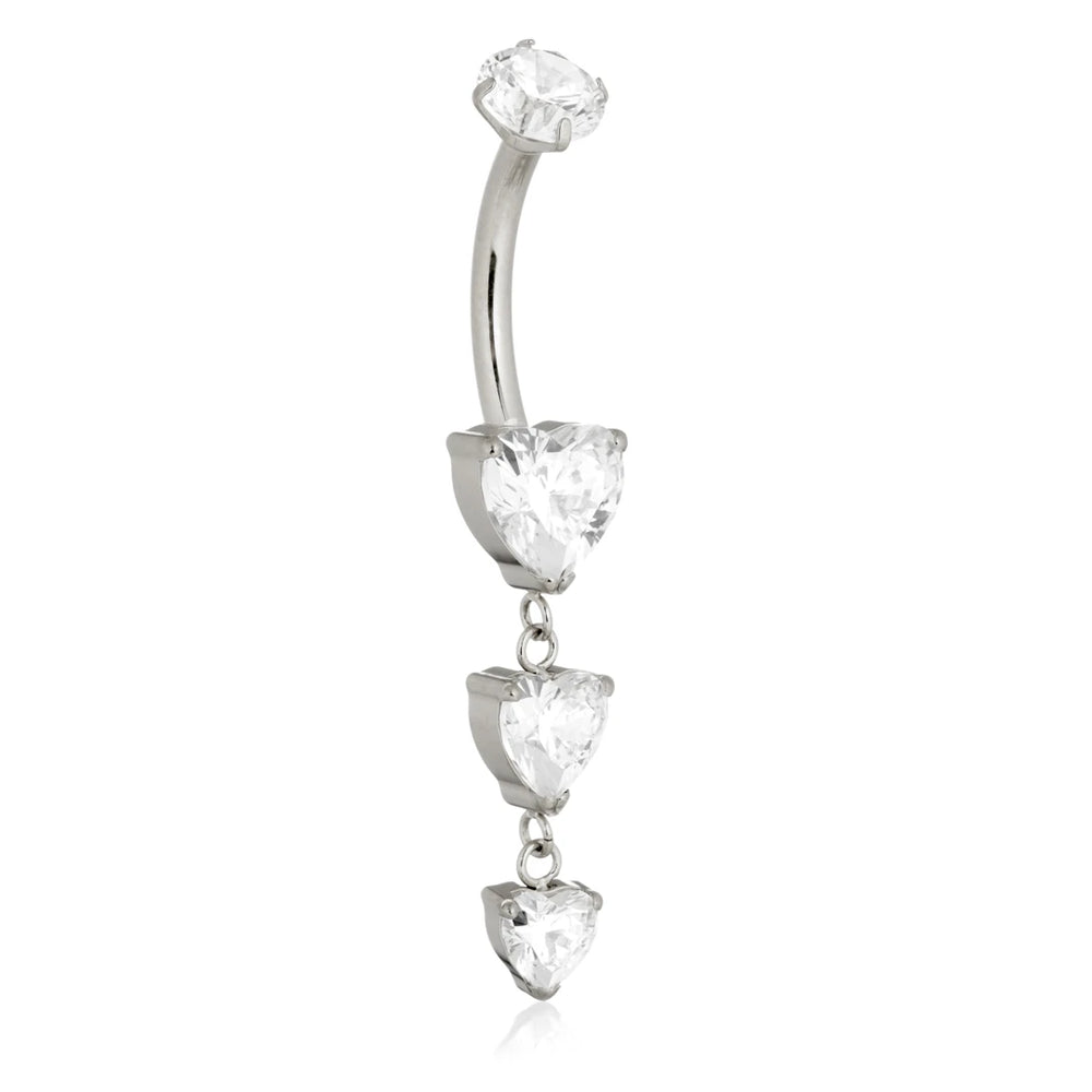 Ti Internal Hanging Hearts Navel Bar