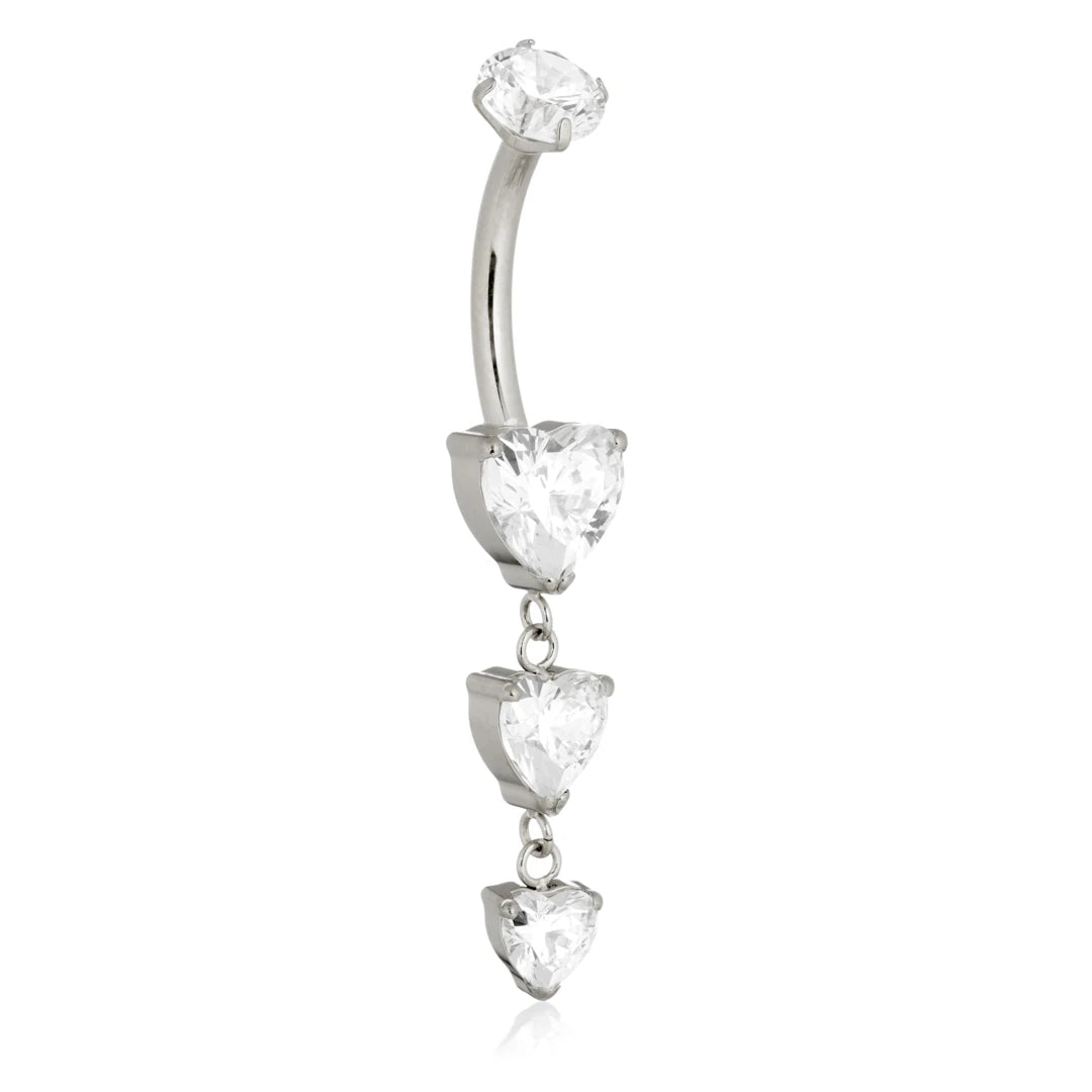 Ti Internal Hanging Hearts Navel Bar