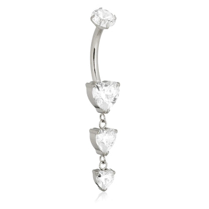 Ti Internal Hanging Hearts Navel Bar