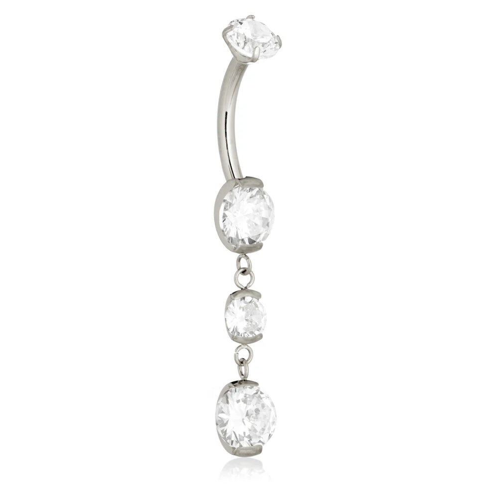 Ti Internal Hanging Gems Navel Bar