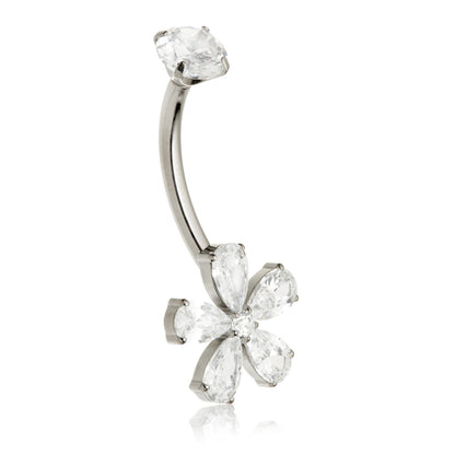 Ti Internal Jewelled Flower Navel Bar